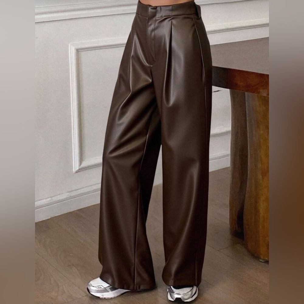 Elegant Brown Women's Wide-Leg Pants